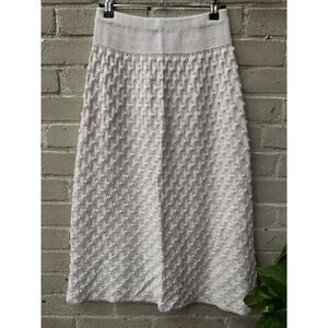 Vintage 80s Coquette Open Weave Crochet skirt Size 8 Elastic Waist ILGWU M